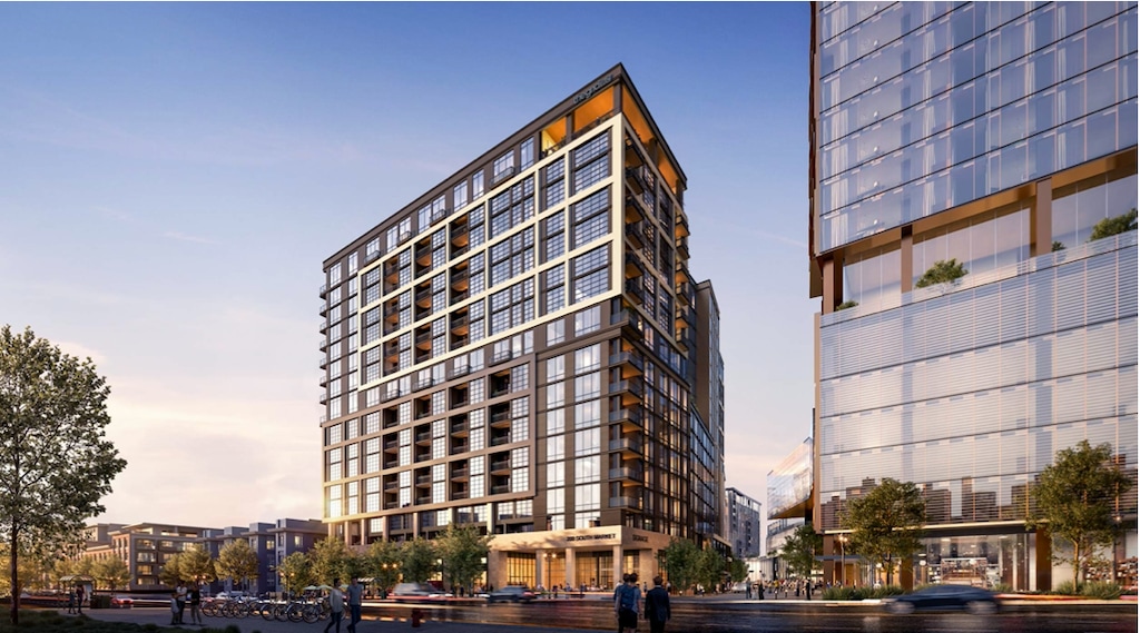 (Dwell Design Studio, via Salt Lake City) A rendering of The West Quarter Block C, at roughly 260 W. 200 South, as seen from 200 South.  The new phase of construction on Salt Lake City's Block 67 is to include a 321-unit apartment complex and completion of a new mid-block walkway, to be known as Quarter Row.