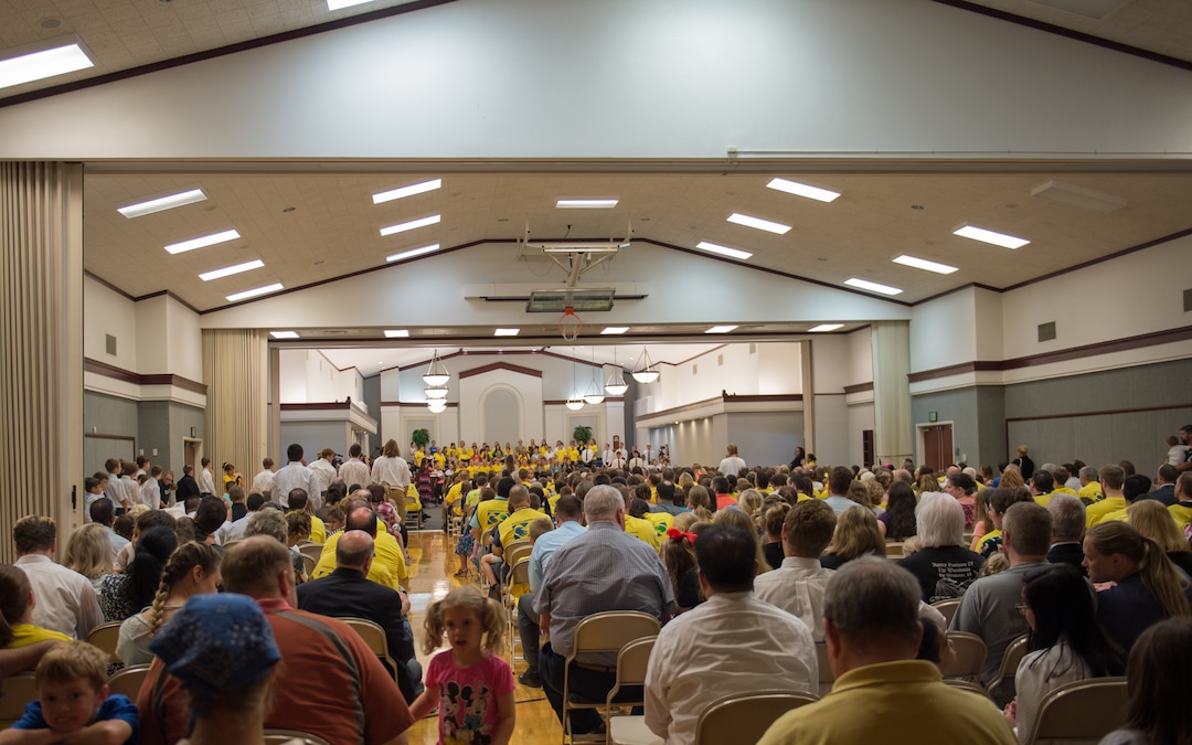 (Rachel Molenda  |  The Salt Lake Tribune) Members of the Houston, Texas, area's LDS community fill the hall of a church in Tomball, Texas, on Sunday, Sept. 3, 2017. There was a large turnout for the visit of Dieter F. Uchtdorf, who is the second counselor of the First Presidency of the church.