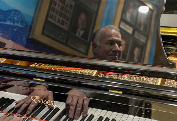 Leah Hogsten  |  The Salt Lake Tribune  l-r Church of Jesus Christ of Latter-day Saints bishop, Bispo Do Pai Valdir plays the piano for his friend Osvaldo Silva. On Friday, Intermountain Hospital caregivers wheeled paralyzed cancer patient Osvaldo Silva, 85, down to the lobby for a personal piano concert in his honor, Feb. 15, 2019. With tears streaming down his face, Osvaldo, who is from Brazil, was treated to a dozen songs played by his Church of Jesus Christ of Latter-day Saints bishop, Bispo Do Pai Valdir, who kicked off the set with none other than ÒThe Girl from Ipanema.Ó  