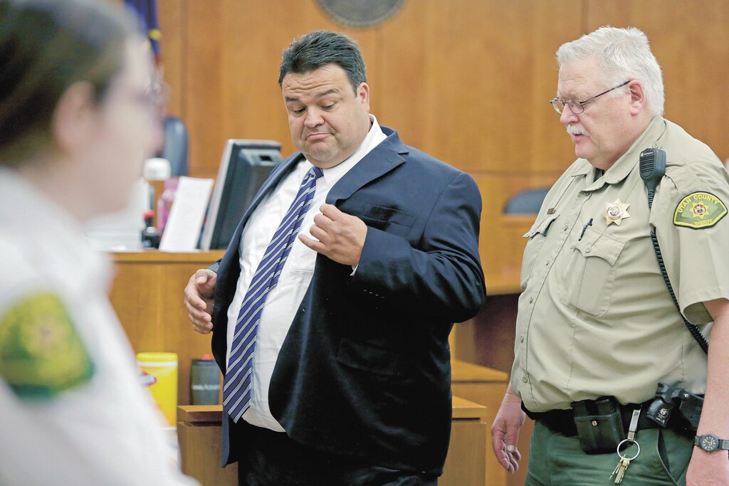 (Dominic Valente | Daily Herald via Associated Press) Keith Vallejo leaves the courtroom, in Provo, Utah, on March 30, 2017. A Utah judge sentencing the former Mormon bishop said the convicted rapist was an "extraordinary, good man" who did something wrong.