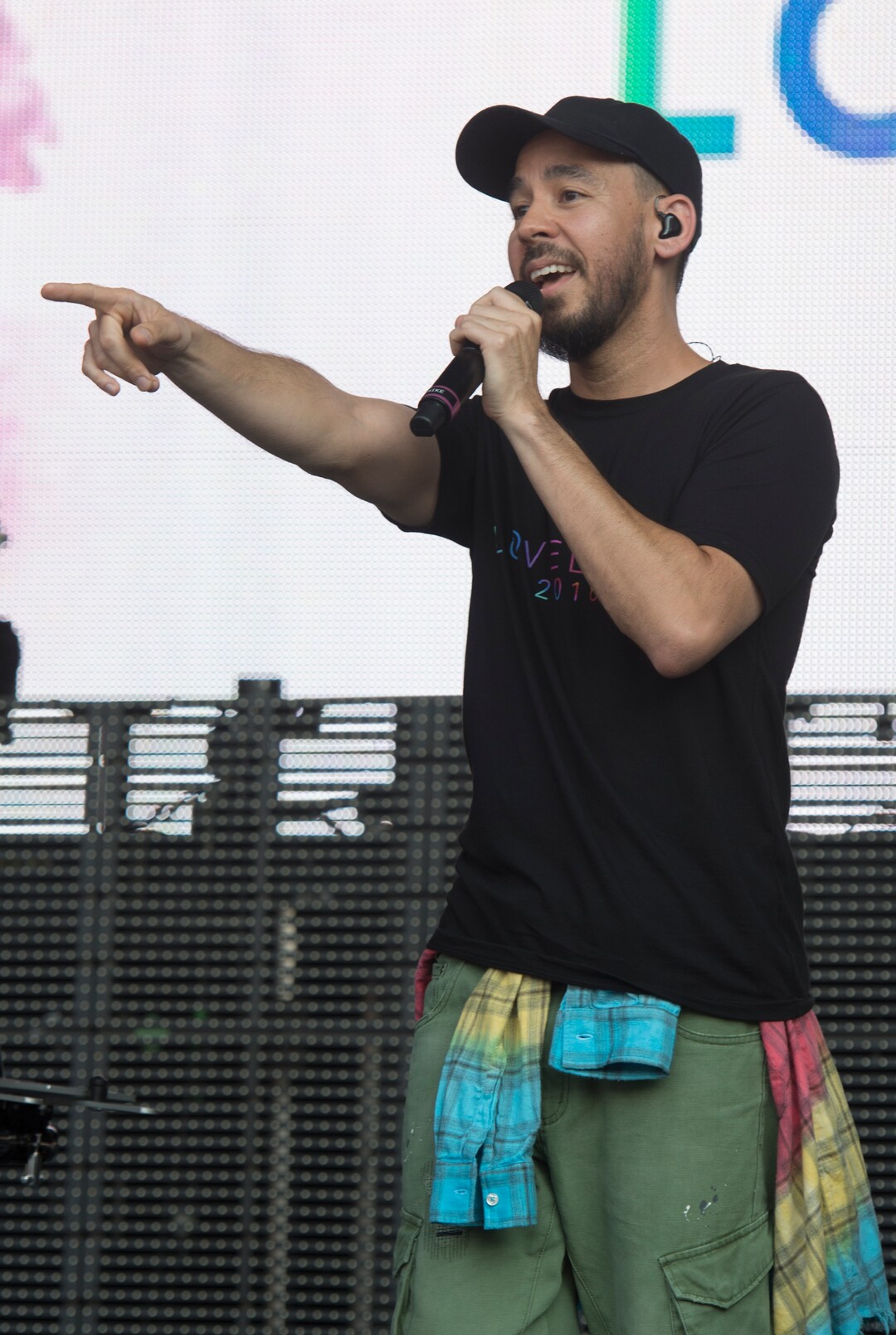 (Rick Egan  |  The Salt Lake Tribune)     Mike Shinoda from Linkin Park, performs at the Loveloud Festival at Rice-Eccles Stadium, Saturday, July 28, 2018. 