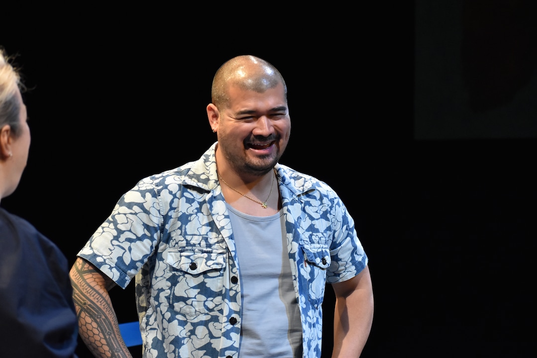(Sharah Meservy  |  Plan-B Theatre) Carlos Nobleza Posas plays the characters of Eddie and Jaime in Melissa Leilani Larsons's play "Mestiza, or Mixed," playing June 9-19, 2022, at the Rose Wagner Performing Arts Center in Salt Lake City, produced by Plan-B Theatre.