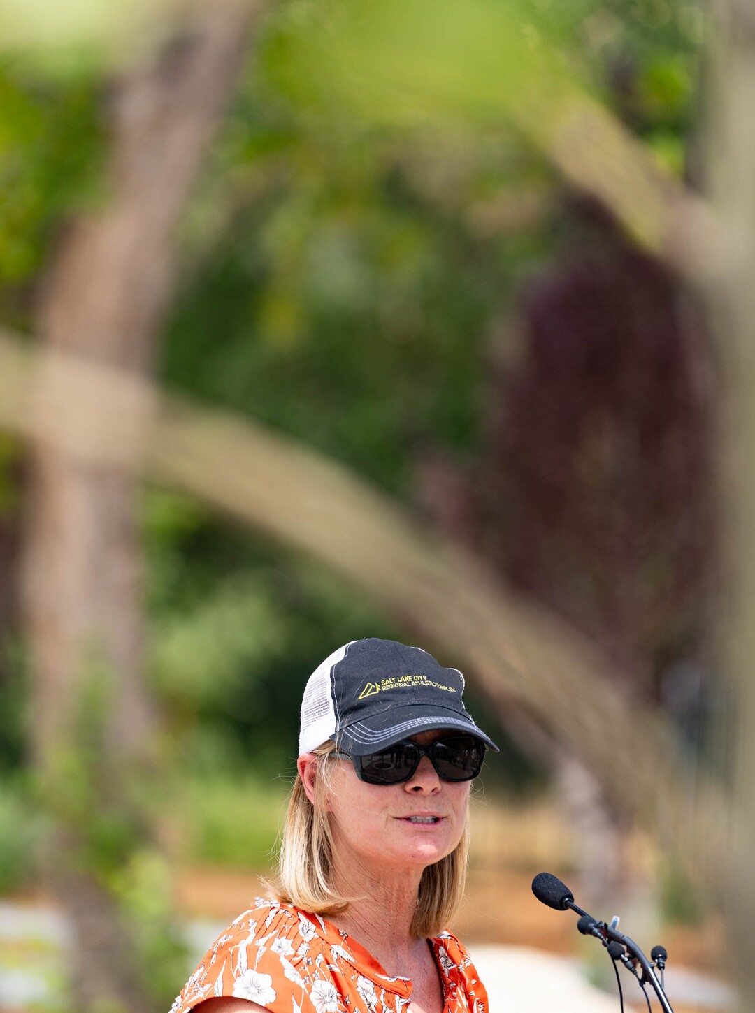 (Francisco Kjolseth  |  The Salt Lake Tribune) Kristen Riker, Salt Lake City Public Lands Director joins the announcement of the opening of the Three Creeks Confluence Park, which marks Salt Lake City’s newest park on Wednesday, July 7, 2021, in the Glendale neighborhood.