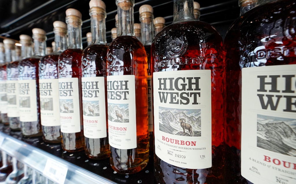 (Chris Samuels | The Salt Lake Tribune) Bottles of High West liquor on display at a state liquor store on Foothill Drive in Salt Lake City. The Utah Department of Alcoholic Beverage Services plans to build a new liquor store in Sugar House.