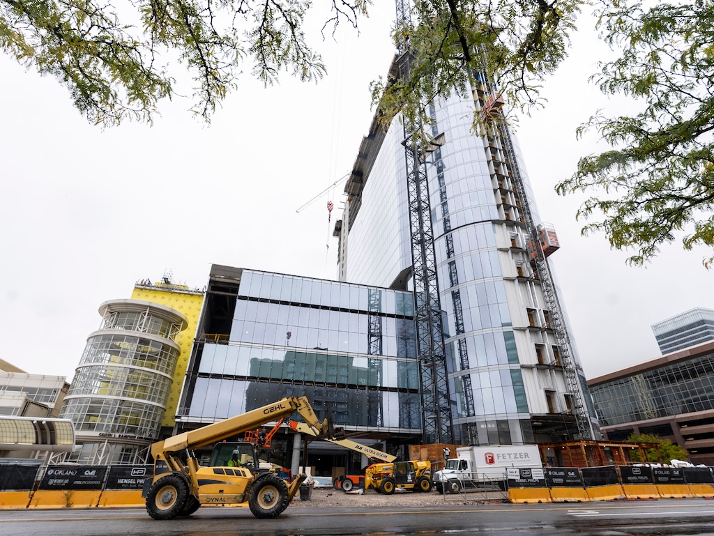 (Leah Hogsten | The Salt Lake Tribune) Salt Lake City's 26-story Hyatt Regency convention center hotel, Oct. 19, 2021.