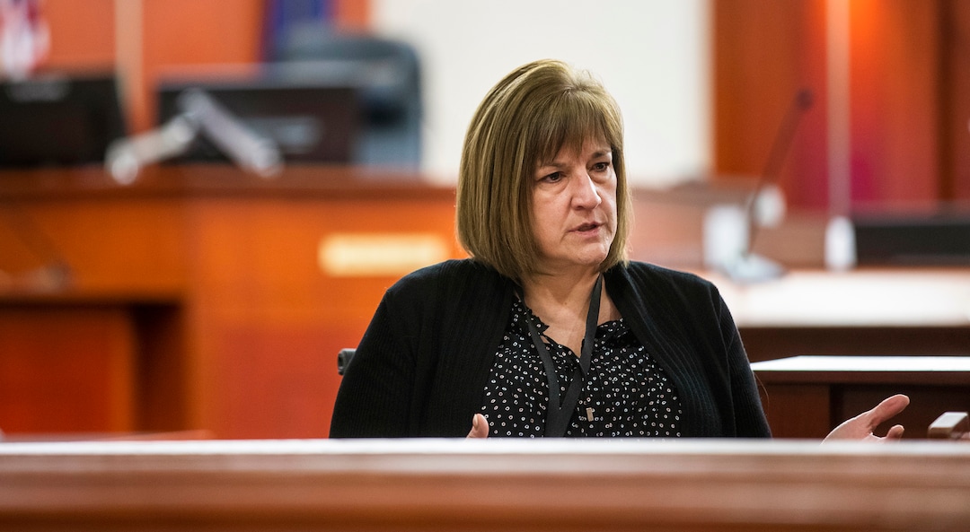 (Scott G Winterton  |  Deseret News/Pool) Juvenile Judge Renee Jiminez talks about sitting with Judge Paul B. Parker on Friday, Dec. 13, 2019. Utah's juvenile judges will soon begin taking on cases in adult court, a move to help relieve crowded courtrooms in the state's most populated judicial district.