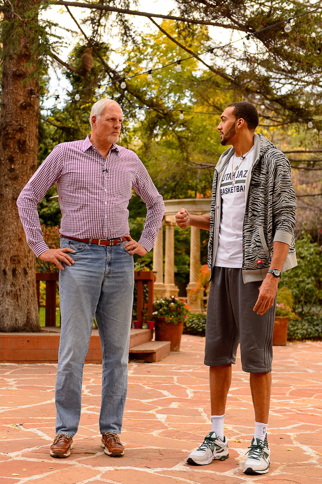 Trent Nelson  |  The Salt Lake TribuneUtah Jazz centers Rudy Gobert and Mark Eaton (retired) talk about shot blocking and playing center in the NBA, at Eaton's restaurant Franck's in Holladay, Thursday October 27, 2016.