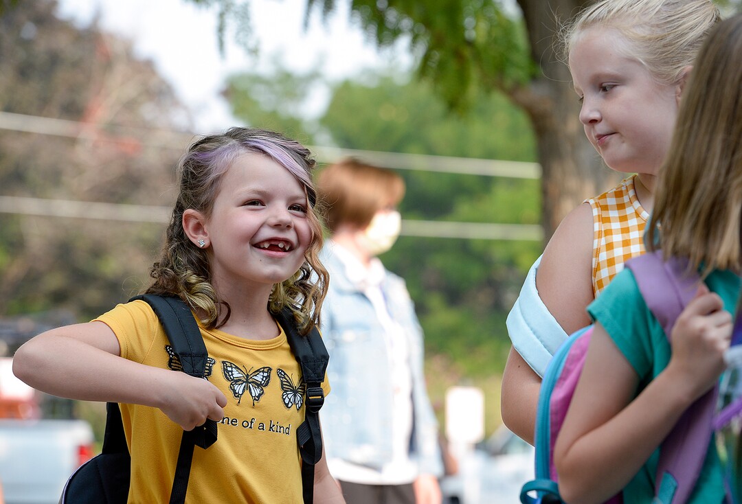 (Chris Samuels | The Salt Lake Tribune) Students begin the first day of school at Whittier Elementary in West Valley City, Monday, Aug. 16, 2021.