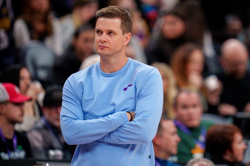 (Trent Nelson | The Salt Lake Tribune)
Will Hardy as the Utah Jazz host the Denver Nuggets, NBA basketball in Salt Lake City on Wednesday, Nov. 27, 2024.