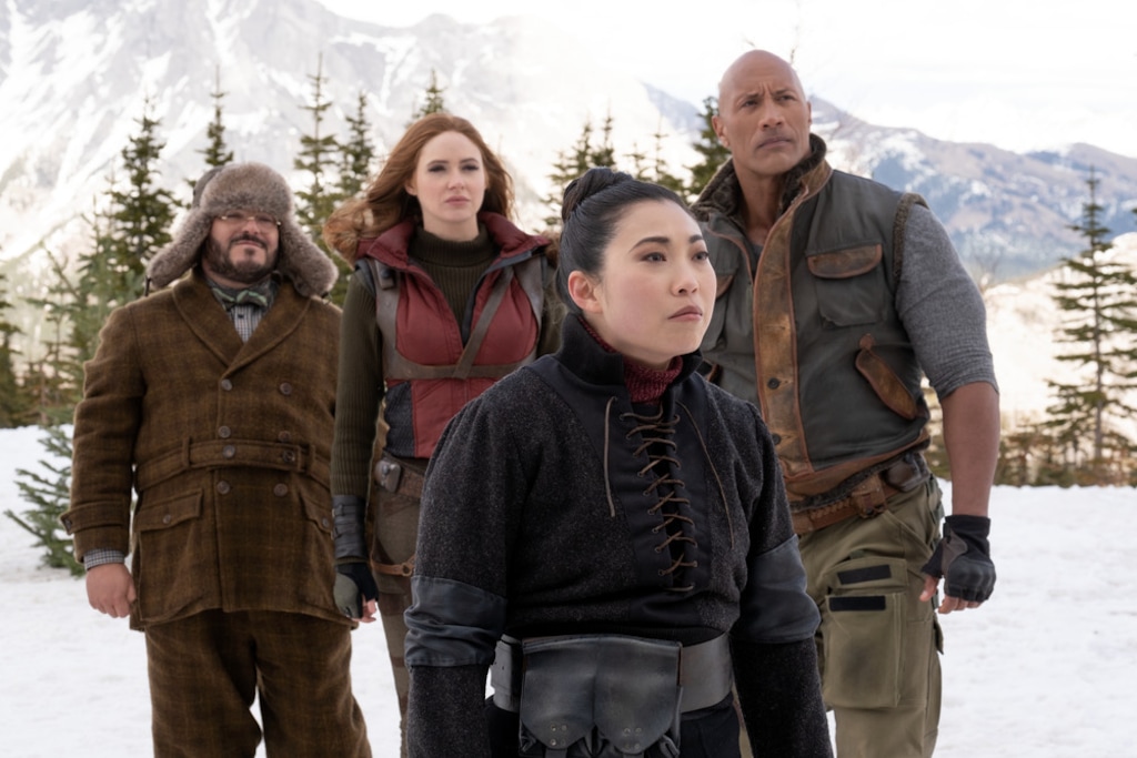 (Photo courtesy of Columbia Pictures) The video game avatars (from left: Jack Black, Karen Gillan, Awkwafina and Dwayne Johnson) face a new challenge in "Jumanji: The Next Level."