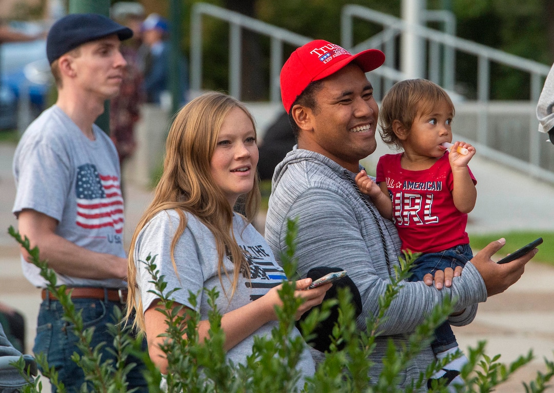 (Rick Egan  |  The Salt Lake Tribune)     Several people carried guns, but no one was wearing masks, as a couple of hundred people gather at the Provo Courthouse for the Utah County Freedom Rally on Friday, Oct. 2, 2020.