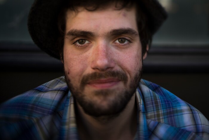 (Jae C. Hong | The Associated Press) Harrison Perkins, 31, poses for a photo Wednesday, Sept. 27, 2017, in Seattle. Perkins said he and his fiancee ended up on the street about two months ago after she accidentally burned down her mother's kitchen. Perkins, a recovering drug addict, wants to go back to Cleveland, Ohio, where his family lives.