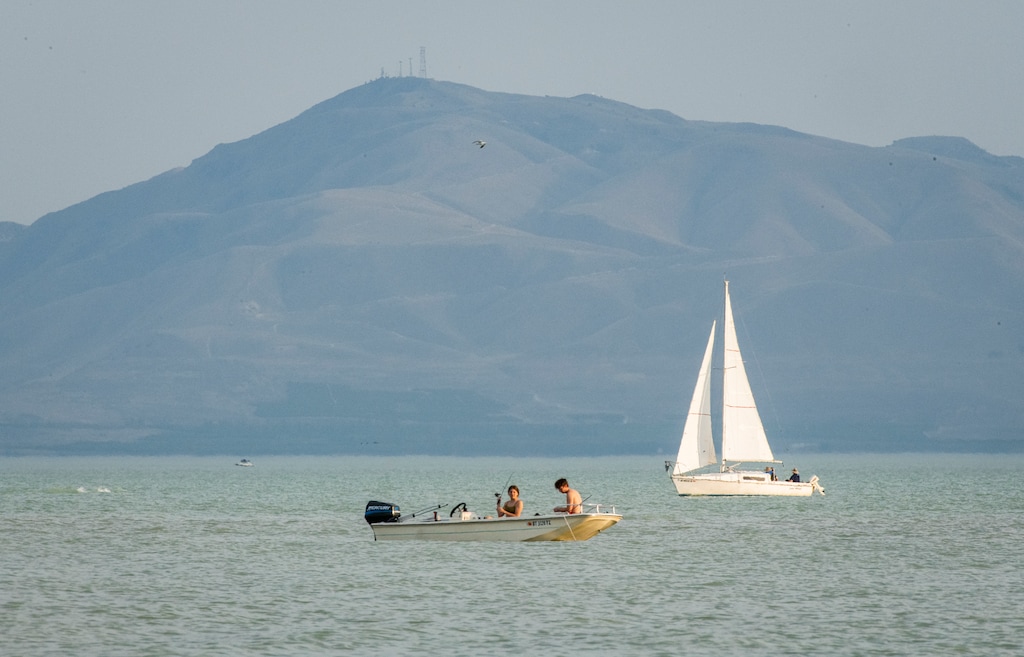 (Isaac Hale | Special to The Tribune) People recreate at Utah Lake near the American Fork Boat Harbor on Thursday, June 17, 2021.