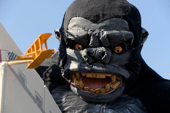 (Al Hartmann  |  The Salt Lake Tribune) 	
Ammon Smith has outdone himself again this Halloween season dressing up his home along 900 East in Sugarhouse.   He's done something wild and scary in his yard for the past five years.  This year it's King Kong.