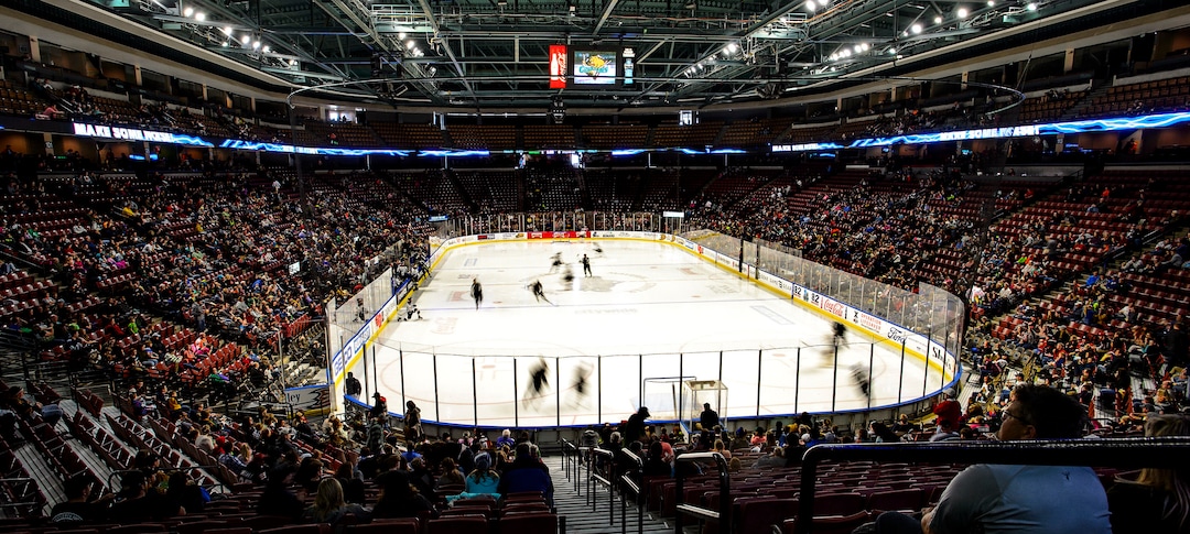 (Steve Griffin  |  The Salt Lake Tribune) The Utah Grizzlies battle the Idaho Steelheads at the Maverik Center in West Valley City Monday Feb. 19, 2018.