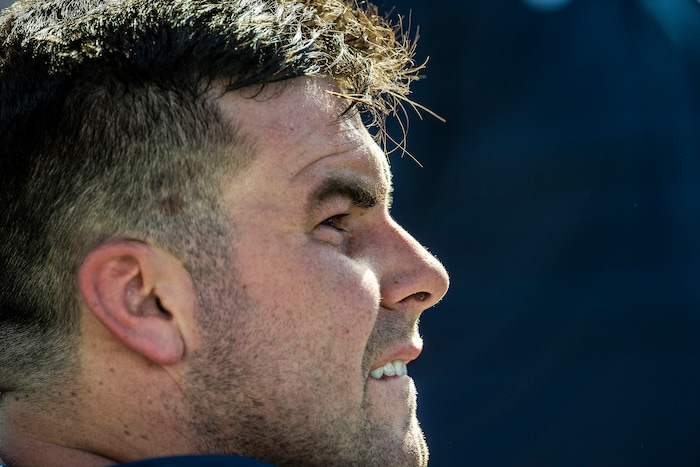 (Chris Detrick  |  The Salt Lake Tribune)  Brigham Young Cougars quarterback Tanner Mangum (12) during the game at LaVell Edwards Stadium Saturday, August 26, 2017.