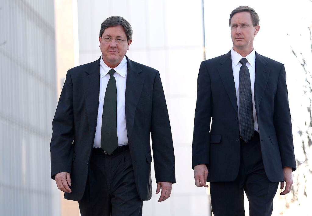 Leah Hogsten  |  The Salt Lake Tribunel-r Lyle Jeffs, believed to be the FLDS bishop in Hildale, Utah, and Colorado City, Arizona, and Nephi Jeffs appeared in U. S. District Court in Salt Lake City, Wednesday, January 21, 2015. Both men, who are Warren Jeffs' brothers, have been served subpoenas in a U.S. Department of Labor lawsuit against Paragon Contractors, that provided labor for the Southern Utah Pecan Ranch near Hurricane. Both businesses are owned by members of the FLDS. Labor department investigators, according to court documents, believe that as many as 1,400 school-age children and their parents participated in the harvest.