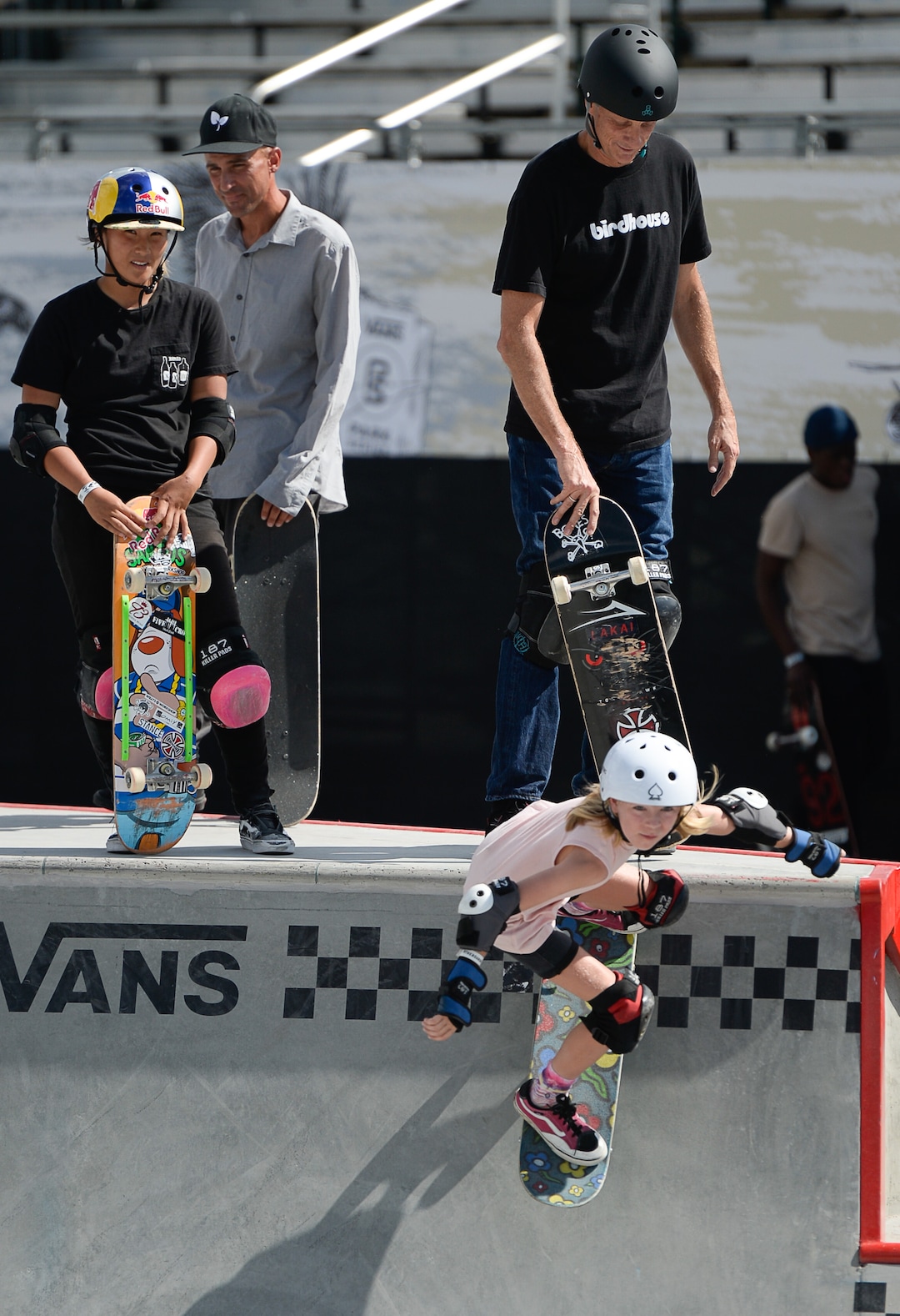 (Francisco Kjolseth  |  The Salt Lake Tribune)  Elle Warne, 10, drops in for the community skate portion during a first look at the new Vans - Utah Sports Commission Skatepark at the Utah State Fairpark on Tuesday, Sept. 3, 2019.
