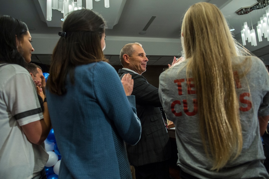 (Chris Detrick  |  The Salt Lake Tribune)  Provo Mayor John Curtis speaks during his election night party at the Provo Marriott Hotel & Conference Center Tuesday, August 15, 2017. 