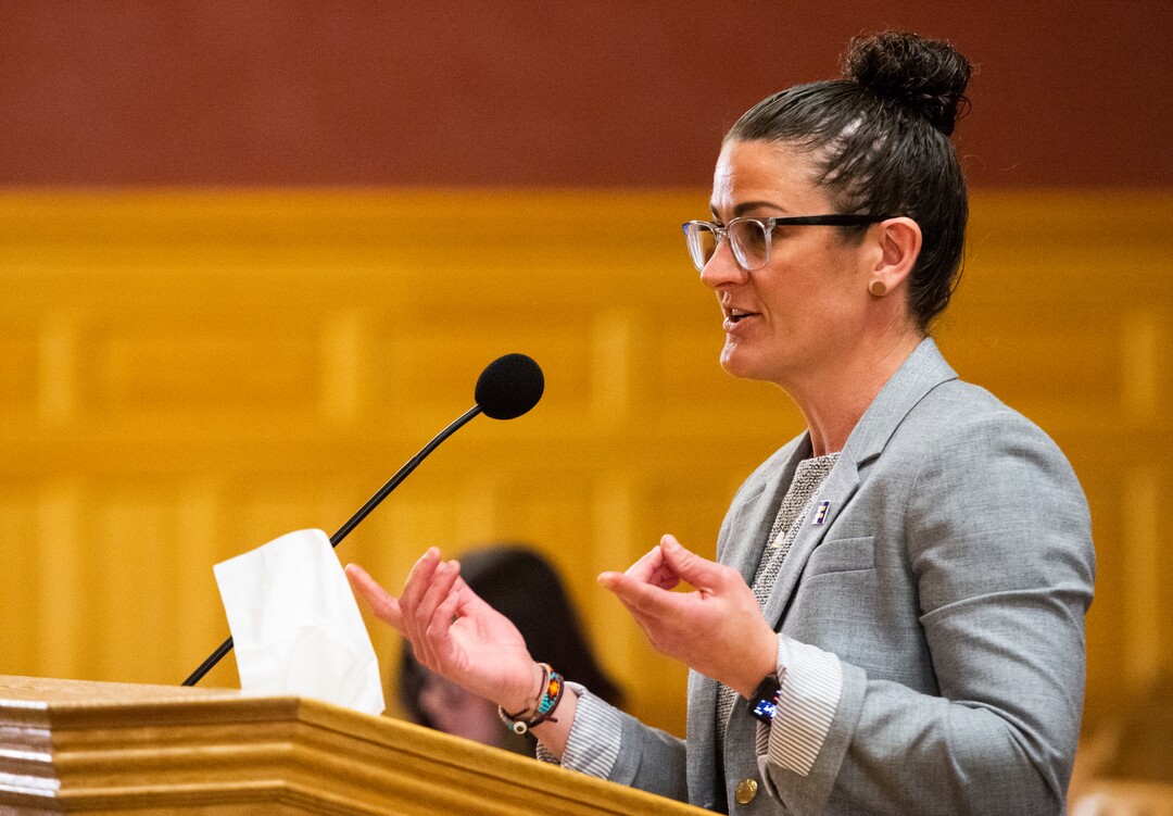 (Rick Egan  |  The Salt Lake Tribune)     Sarah Reale speaks to the Salt Lake City Council, as she applies for the City Counsel position vacated by Mayor Erin Mendenhall. More than 20 people candidates were given 5 minutes each to speak at the meeting, Tuesday, Jan. 21, 2020.