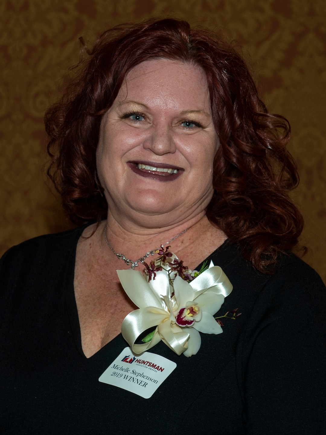 (Rick Egan  |  The Salt Lake Tribune) Education Award winner, Michelle Stephenson, elementary principal at Freedom Elementary is honored at the Huntsman Awards for Excellence in Education at the Grand America, Friday,  April 26, 2019.