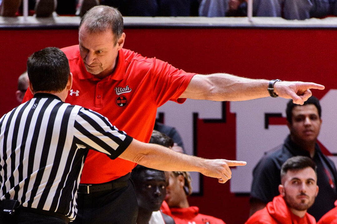 (Trent Nelson | The Salt Lake Tribune)  Utah coach Larry Krystkowiak as Utah hosts Oregon State, NCAA basketball in Salt Lake City on Saturday Feb. 2, 2019.