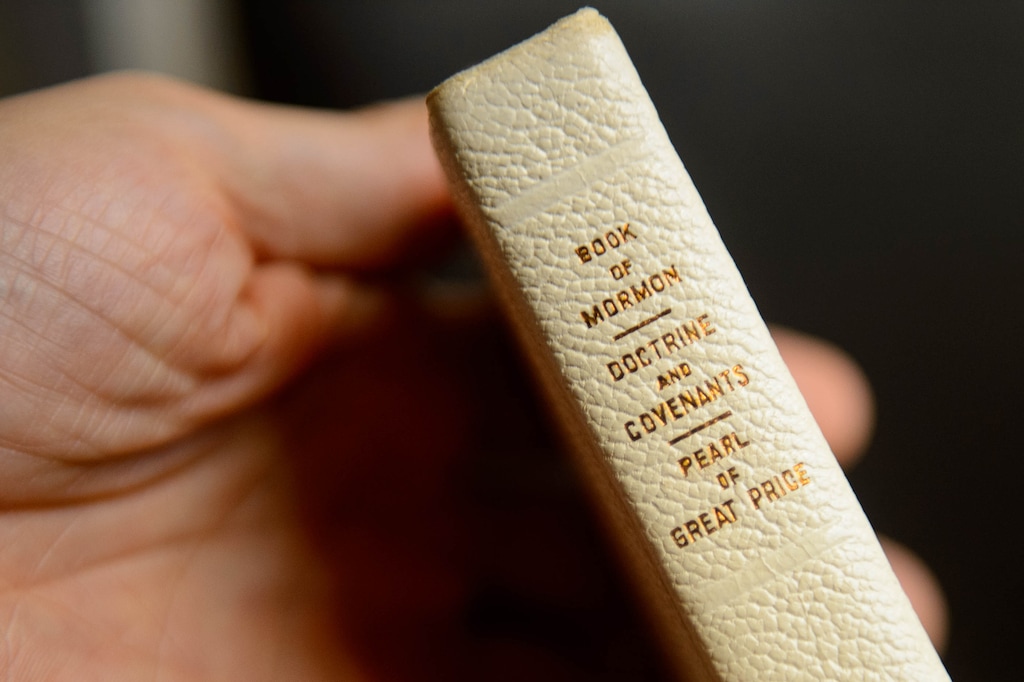(Trent Nelson  |  Tribune file photo)  A Book of Mormon that went to the moon in 1972. Photographed in Salt Lake City on Wednesday Oct. 2, 2019.