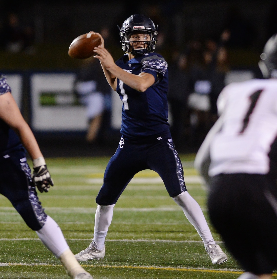 Steve Griffin / The Salt Lake TribuneConner Canyon quarterback Zach Wilson fires a pass during Region 7 football game against Alta in Draper Wednesday October 19, 2016. 