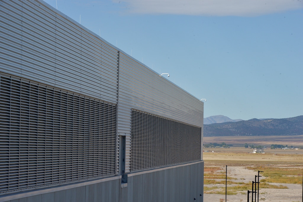 (Chris Samuels | The Salt Lake Tribune) A Meta data storage center in Eagle Mountain, Friday, Sept. 30, 2022. The city is considering a change that would permit the building of power sources like small nuclear reactors in some areas to power its data centers and growing population.