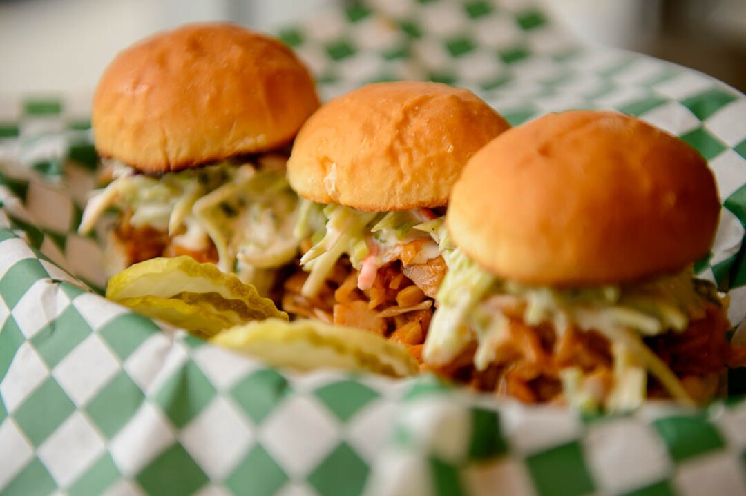(Trent Nelson | The Salt Lake Tribune)  BBQ Jackfruit Sliders at Lil Lotus, a new vegan/vegetarian restaurant in Sugar House, Salt Lake City on Tuesday Dec. 11, 2018.