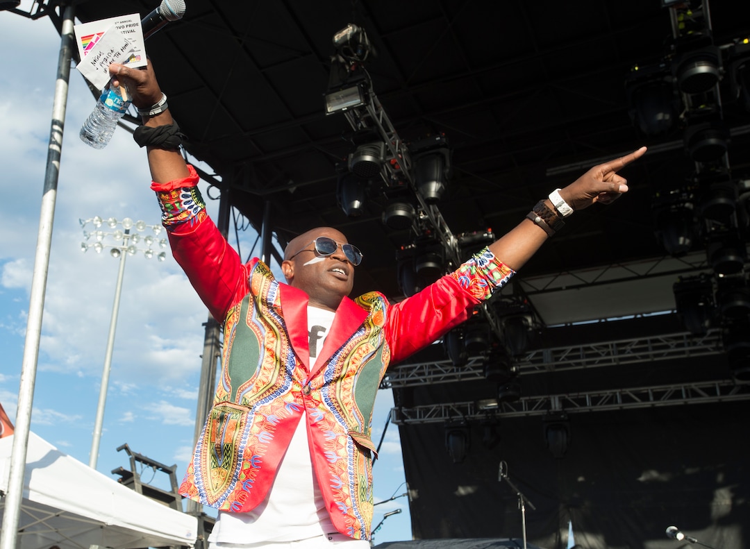 (Rick Egan  |  The Salt Lake Tribune)Alex Boye gets the crowd going at the LoveLoud Festival at Brent Brown Ballpark at UVU campus, Saturday, August 26, 2017.