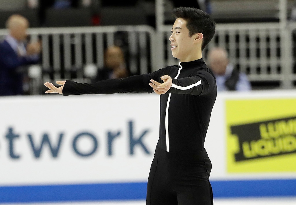 Nathan Chen performs during the men's short program at the U.S. Figure Skating Championships in San Jose, Calif., Thursday, Jan. 4, 2018. (AP Photo/Marcio Jose Sanchez)