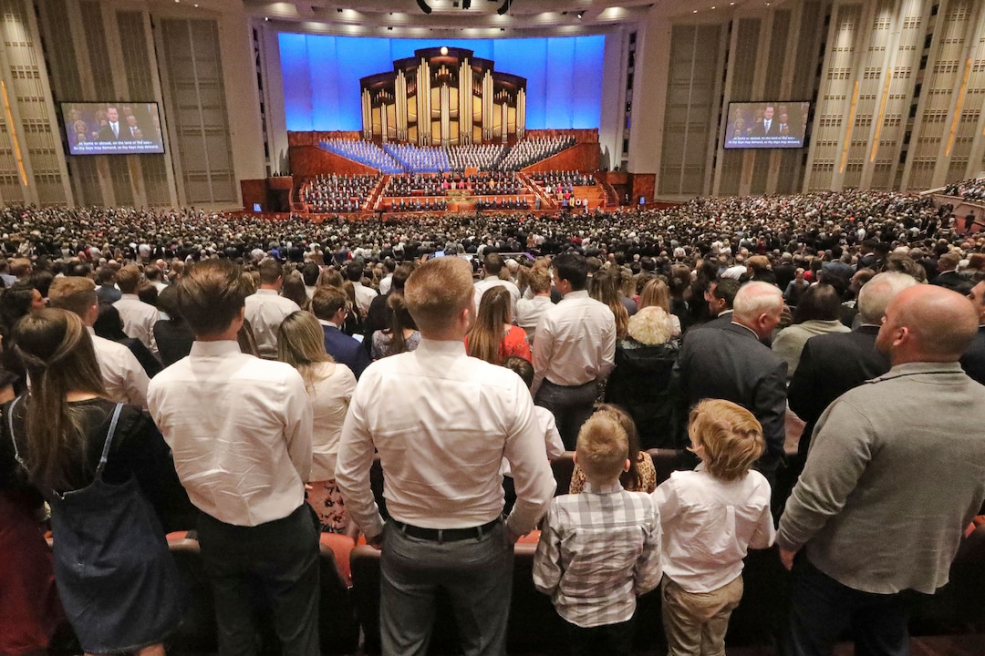 (Rick Bowmer | AP) People listen during The Church of Jesus Christ of Latter-day Saints' twice-annual church conference Saturday, Oct. 5, 2019, in Salt Lake City. President Russell M. Nelson has rolled out a dizzying number of policy changes during his first two years at the helm of the faith, leading to heightened anticipation for what he may announce at this weekend's conference in Salt Lake City.