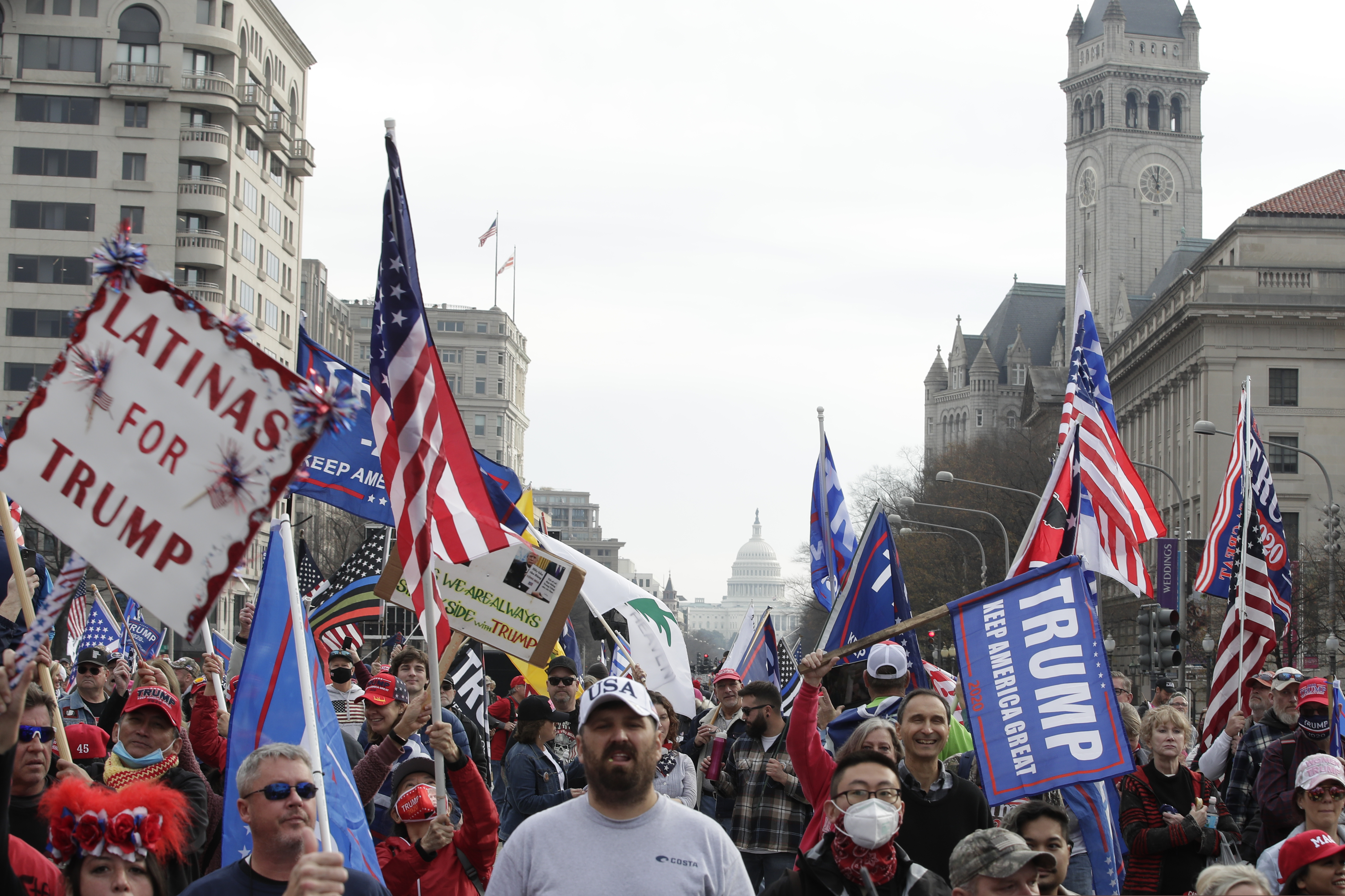 (Luis M. Alvarez | AP photo)

With the U.S. Capitol building in the background, supporters of President Donald Trump demonstrate during a rally at Freedom Plaza, Saturday, Dec. 12, 2020, in Washington.