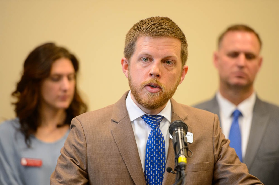 (Trent Nelson | The Salt Lake Tribune)  Connor Boyack, President, Libertas Institute, speaks at a press conference in Salt Lake City on Wednesday March 6, 2019.