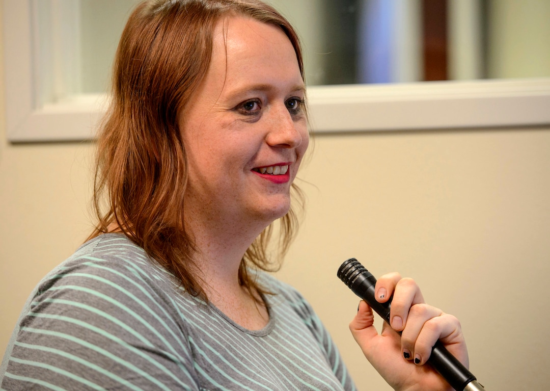 (Steve Griffin  |  The Salt Lake Tribune) Jordan Gabbitas, works with students Timothy Baker and Abbey Lasek as she uses computer software at Rocky  Mountain University to help the consistency of her voice. The speech clinic helps transgender individuals match their voice to their gender. She was at the Provo, Utah clinic Tuesday January 16, 2018.