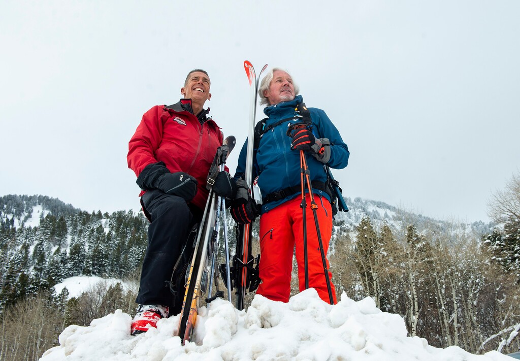 (Rick Egan | The Salt Lake Tribune)  Utah Avalanche Center forecaster Craig Gordon with Eden resident Ed Powers, on Friday, Feb. 19, 2021.
