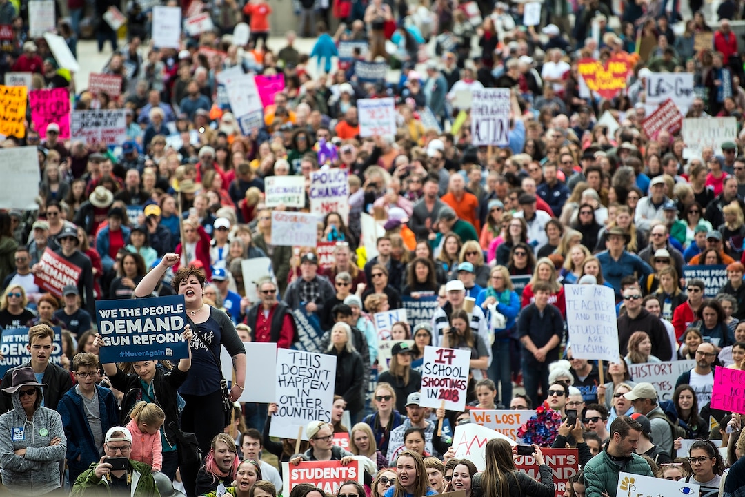 (Chris Detrick | The Salt Lake Tribune)  Participants listen during the March for Our Lives SLC rally at the state Capitol Saturday, March 24, 2018. The student-led March for Our Lives SLC got underway about 11:30 a.m. with what police estimated were 8,000 participants walking from Salt Lake City's West High School to the front steps of the state Capitol.
