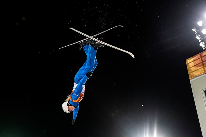 (Chris Detrick  |  The Salt Lake Tribune)  USAÕs USAÕs Kiley McKinnon competes during the Ladies' Aerials Qualification at Phoenix Park during the Pyeongchang 2018 Winter Olympics Thursday, Feb. 15, 2018. McKinnon's highest score was 87.88, advancing to the finals. 