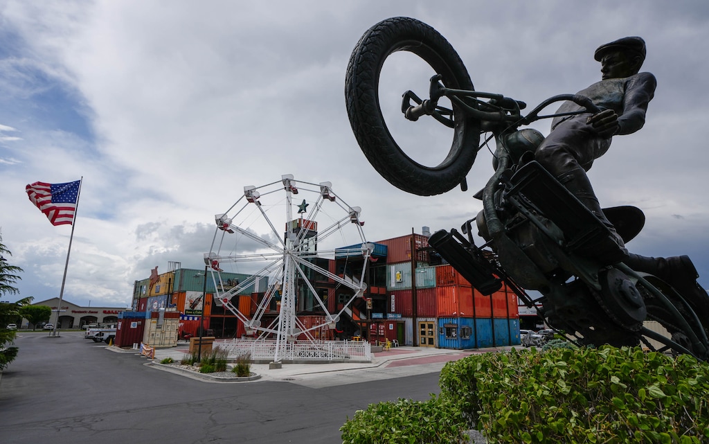 (Francisco Kjolseth | The Salt Lake Tribune) Located in Springville, Utah, the Legends Motor Co. compound has built a community of business around a deeply rooted foundation in motorcycle history. Pictured on Monday, June 12, 2023, numerous shops and venues provide a diverse experience alongside the Legends Motorcycle Museum. 