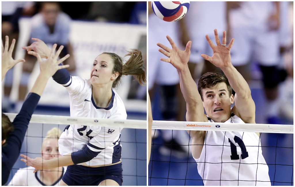 (Photos courtesy of BYU Athletics) Kennedy Eschenberg, left, and Zach Eschenberg. Due to the pandemic and altered seasons, the married couple will complete their senior seasons for BYU volleyball at the same time.