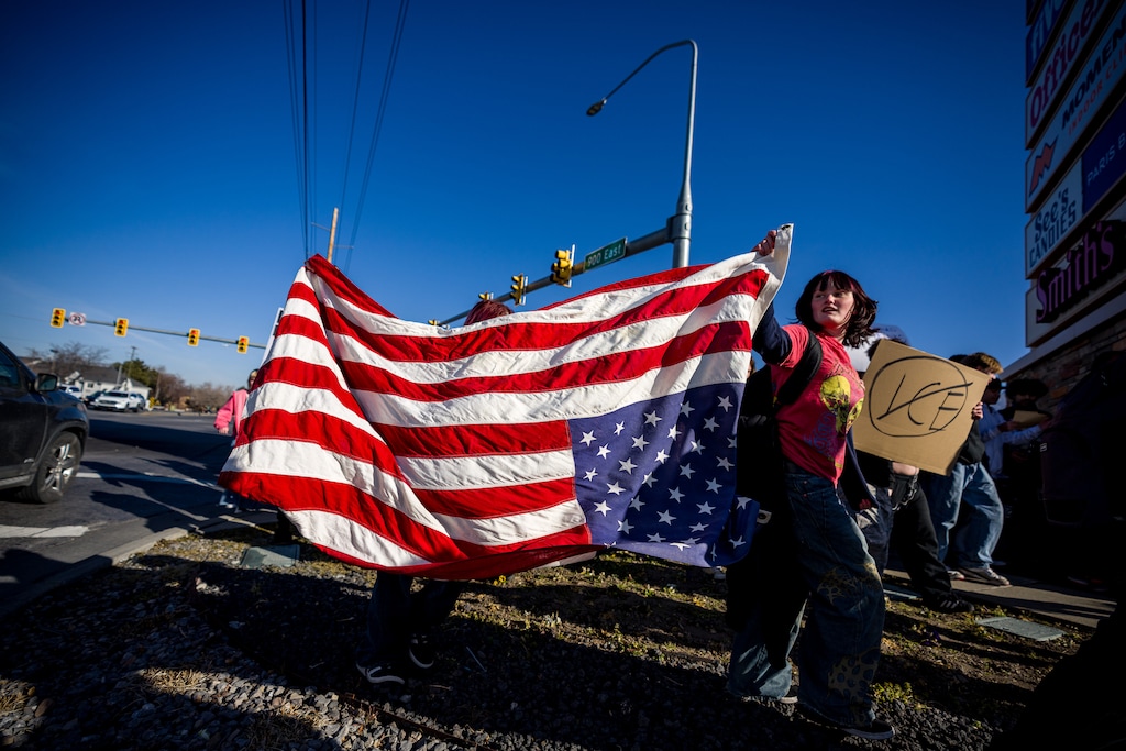 (Trent Nelson  |  The Salt Lake Tribune) Students walk out of Hillcrest High School in Midvale on Friday, Jan. 30, 2026.