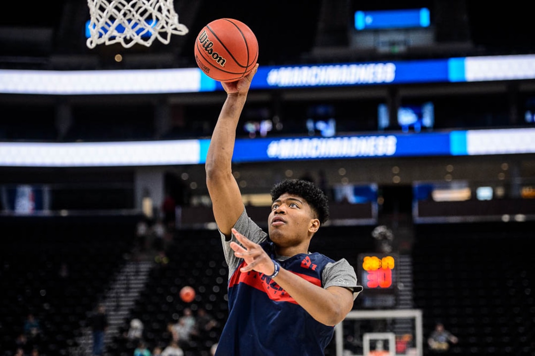 (Trent Nelson | The Salt Lake Tribune)  Gonzaga Bulldogs forward Rui Hachimura (21) as the Gonzaga Bulldogs practice for the 2019 NCAA Tournament in Salt Lake City on Wednesday March 20, 2019.