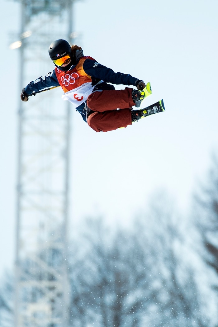 (Chris Detrick  |  The Salt Lake Tribune)  Annalisa Drew of the United States competes in the Ladies' Ski Halfpipe Final Run at Phoenix Park during the Pyeongchang 2018 Winter Olympics Tuesday, Feb. 20, 2018. Drew finished in 4th place with a score of 86.80