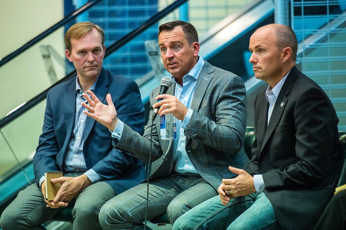 (Chris Detrick  |  The Salt Lake Tribune)  Utah House Speaker Greg Hughes speaks during a public forum about Operation Rio Grande at The Gateway in Salt Lake City Tuesday, August 15, 2017. 