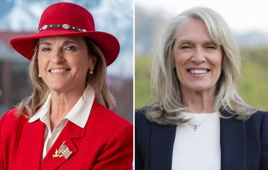 Monica Zoltanski, left, and Cyndi Sharkey, candidates for the 2025 Sandy mayoral election.