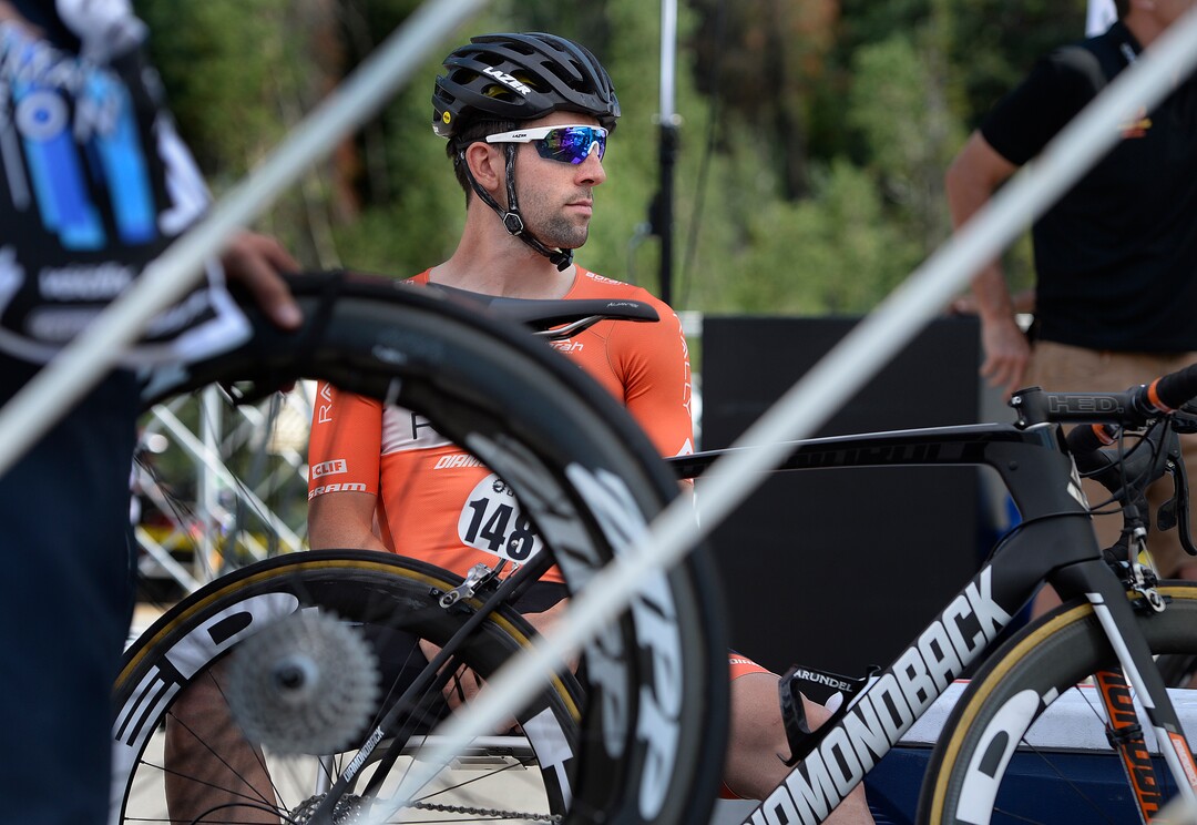 (Scott Sommerdorf   |  The Salt Lake Tribune)   Eric Young waits four his turn to start his time trial for Stage 3 of the Tour of Utah in Big Cottonwood Canyon, Wednesday, August 2, 2017.  