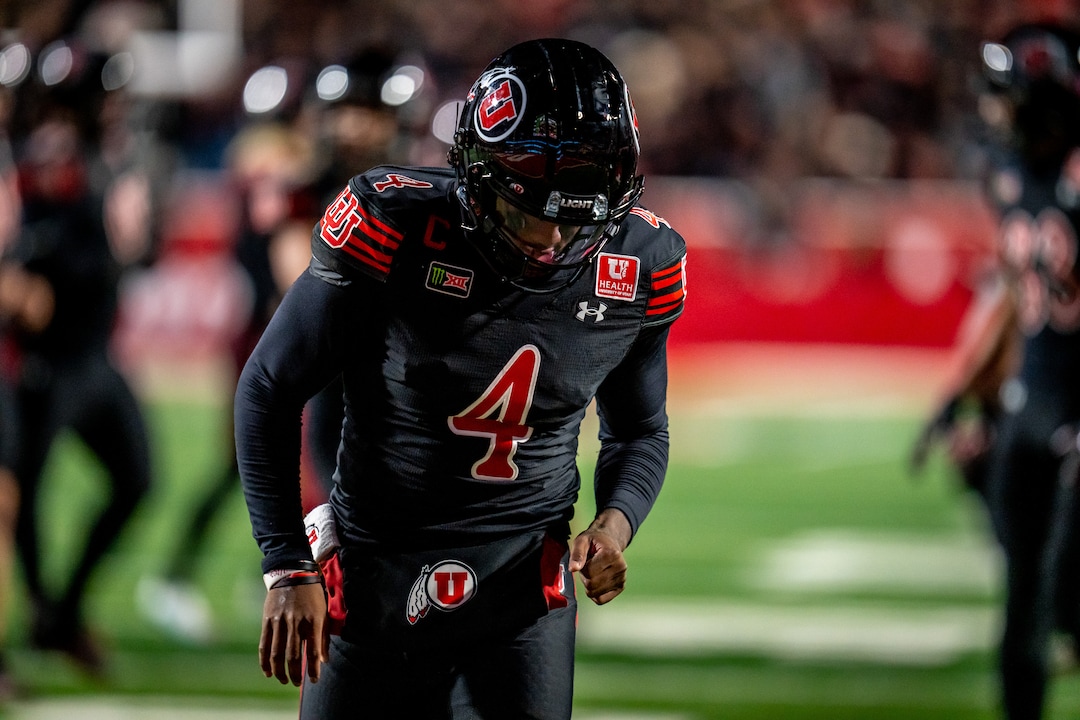 (Trent Nelson  |  The Salt Lake Tribune) Utah Utes quarterback Devon Dampier (4) as Utah hosts Houston, NCAA football at Rice-Eccles Stadium in Salt Lake City on Saturday, Oct. 24, 2026.