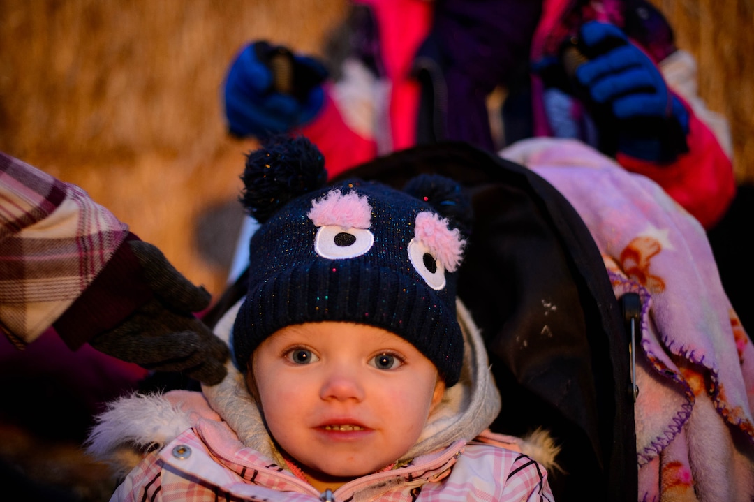 (Trent Nelson  |  The Salt Lake Tribune)
Charlotte Richins, 3, bundled up for a cold night at Pumpkin Nights at the Utah State Fairpark in Salt Lake City on Monday, Oct. 28, 2019.