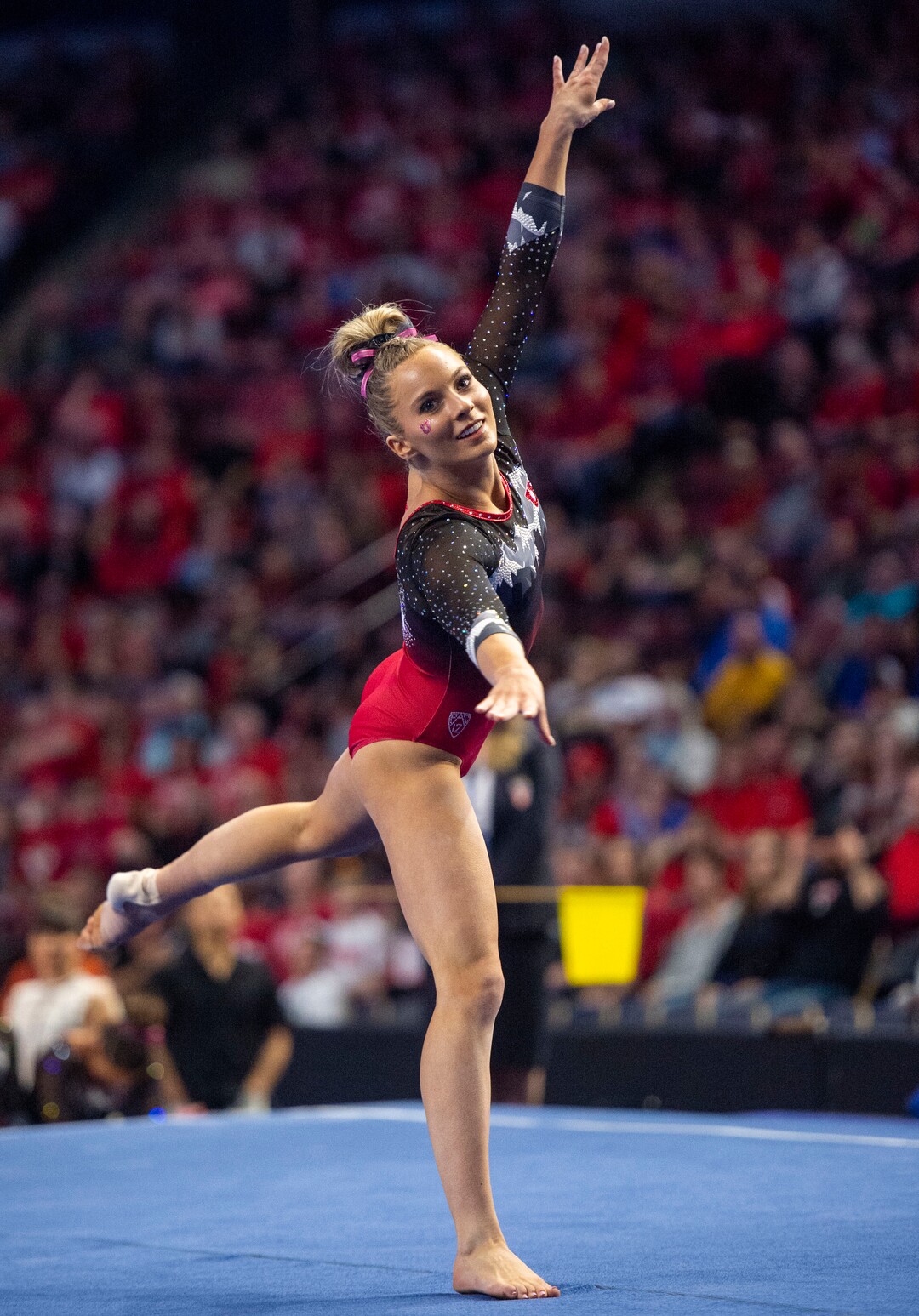 (Rick Egan  |  The Salt Lake Tribune)    MyKayla Skinner scores a10 on the floor exercise for Utah, in the PAC-12 Gymnastics Championships at the Maverik Center, Saturday, March 23, 2019.